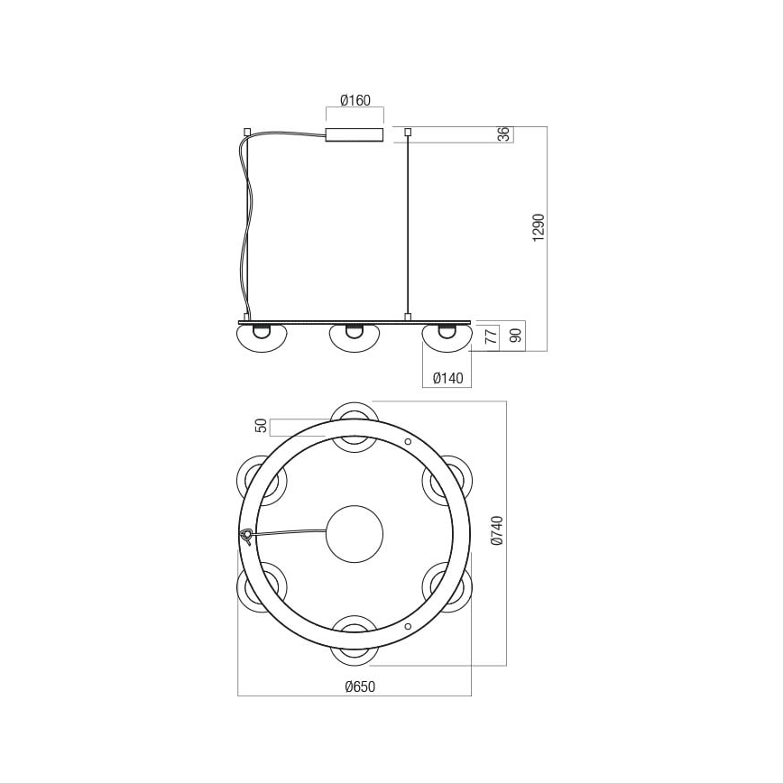 Redo 01-3247- Candelabro suspenso LED com regulação SINCLAIR LED/37,2W/230V CRI 93 IP21 dourada
