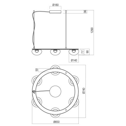 Redo 01-3248- Candelabro suspenso LED com regulação SINCLAIR LED/37,2W/230V CRI 93 IP21 preto