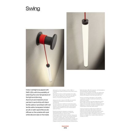 Redo 01-3304 - Arandela de parede LED regulável SWING LED/16W/230V 3000/4000K IRC 90 preto