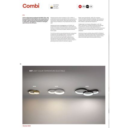 Redo 01-3375 - Iluminação de teto LED com regulação COMBI LED/72W/230V 3000/4000/6000K CRI98 preto