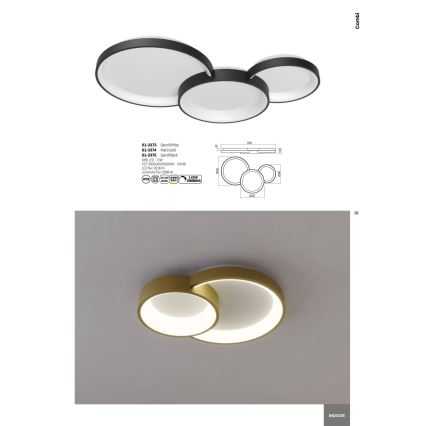 Redo 01-3375 - Iluminação de teto LED com regulação COMBI LED/72W/230V 3000/4000/6000K CRI98 preto