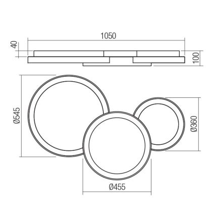Redo 01-3375 - Luminária de teto LED dimmerizável COMBI LED/72W/230V 3000/4000/6000K CRI98 preta