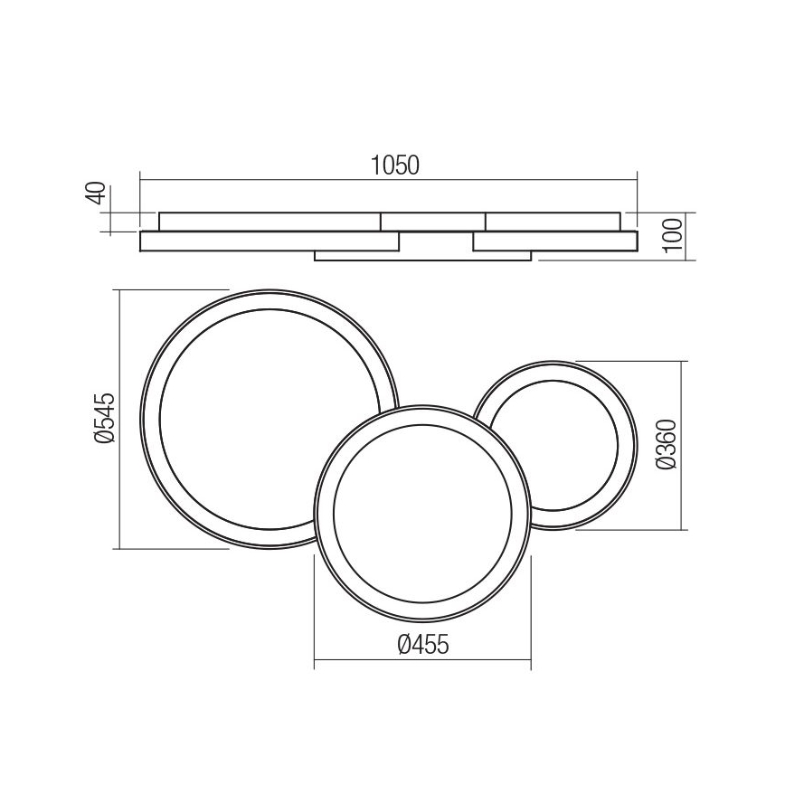 Redo 01-3375 - Luminária de teto LED dimmerizável COMBI LED/72W/230V 3000/4000/6000K CRI98 preta