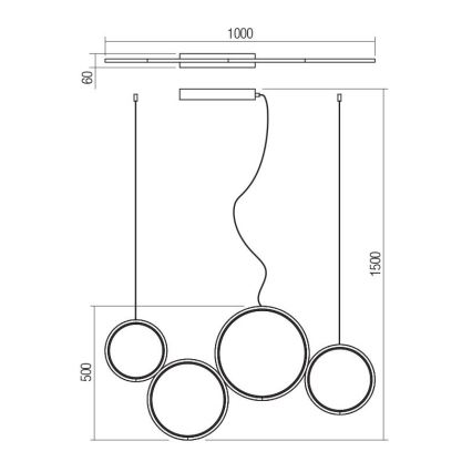 Redo 01-3383 - Candelabro suspenso LED com regulação ATHENA LED/40W/230V 3000/4000/6000K CRI98 dourada