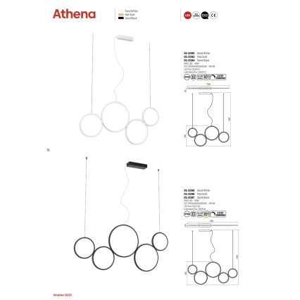 Redo 01-3384 - Candelabro suspenso LED com regulação ATHENA LED/40W/230V 3000/4000/6000K CRI98 preto