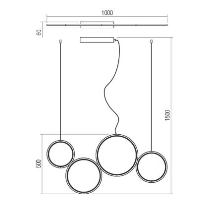 Redo 01-3384 - Candelabro suspenso LED com regulação ATHENA LED/40W/230V 3000/4000/6000K CRI98 preto