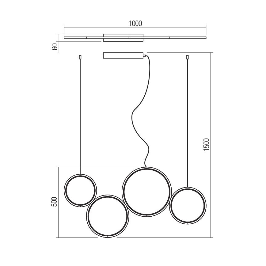 Redo 01-3384 - Candelabro suspenso LED com regulação ATHENA LED/40W/230V 3000/4000/6000K CRI98 preto
