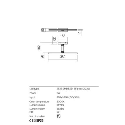 Redo 01-3460 - Iluminação de ilustração LED LINEAR LED/8W/230V 35 cm CRI 92 branco
