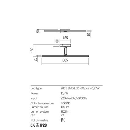 Redo 01-3463 - Iluminação de ilustração LED LINEAR LED/8W/230V 60,5 cm CRI 92 preto