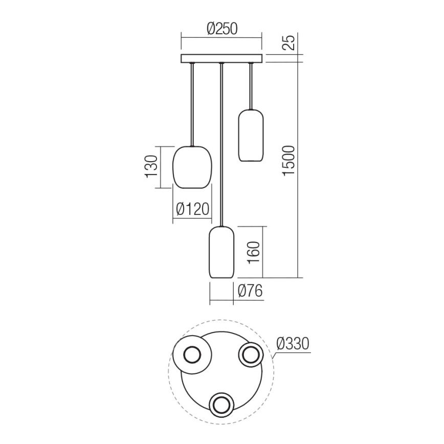 Redo 01-3480 - Candeeiro suspenso BOOM 3xGU10/10W/230V diâmetro 33 cm preto/verde/castanho