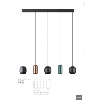 Redo 01-3481 - Candeeiro suspenso BOOM 5xGU10/10W/230V preto/verde/castanho