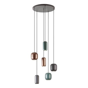 Redo 01-3482 - Candeeiro suspenso BOOM 6xGU10/10W/230V diâmetro 48 cm preto/verde/castanho