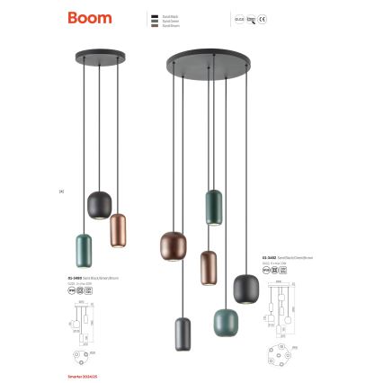 Redo 01-3482 - Candeeiro suspenso BOOM 6xGU10/10W/230V diâmetro 48 cm preto/verde/castanho
