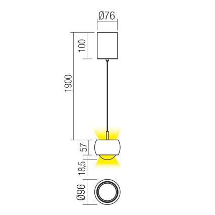 Redo 01-3551 - Candeeiro suspenso LED AVES LED/12W/230V diâmetro 9,6 cm CRI 90 antracite