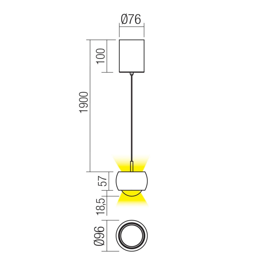 Redo 01-3551 - Candeeiro suspenso LED AVES LED/12W/230V diâmetro 9,6 cm CRI 90 antracite