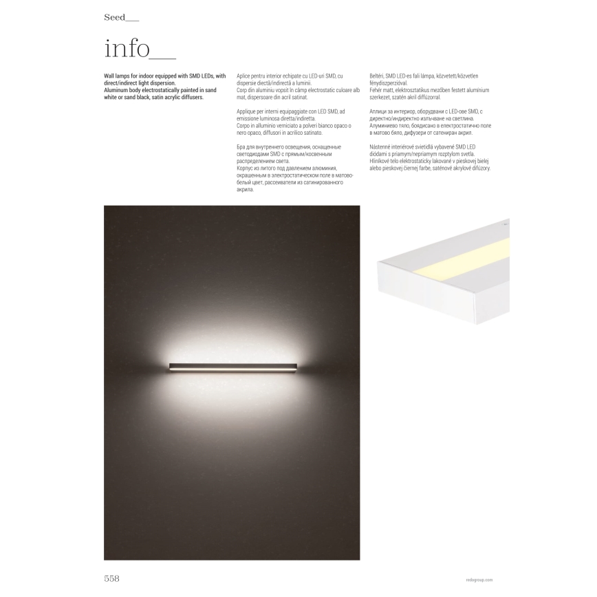 Redo 01-3552 - Iluminação de parede LED SEED LED/15W/230V branco