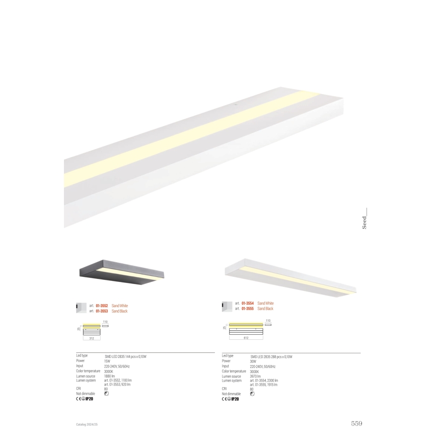 Redo 01-3552 - Iluminação de parede LED SEED LED/15W/230V branco