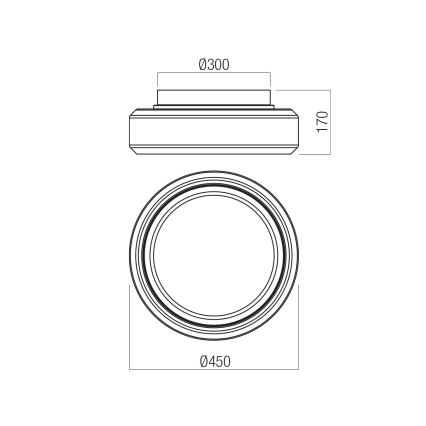 Redo 01-3590 - Iluminação de teto LED SOLERA LED/36W/230V diâmetro 45 cm CRI 93 3000/4000K cinzento
