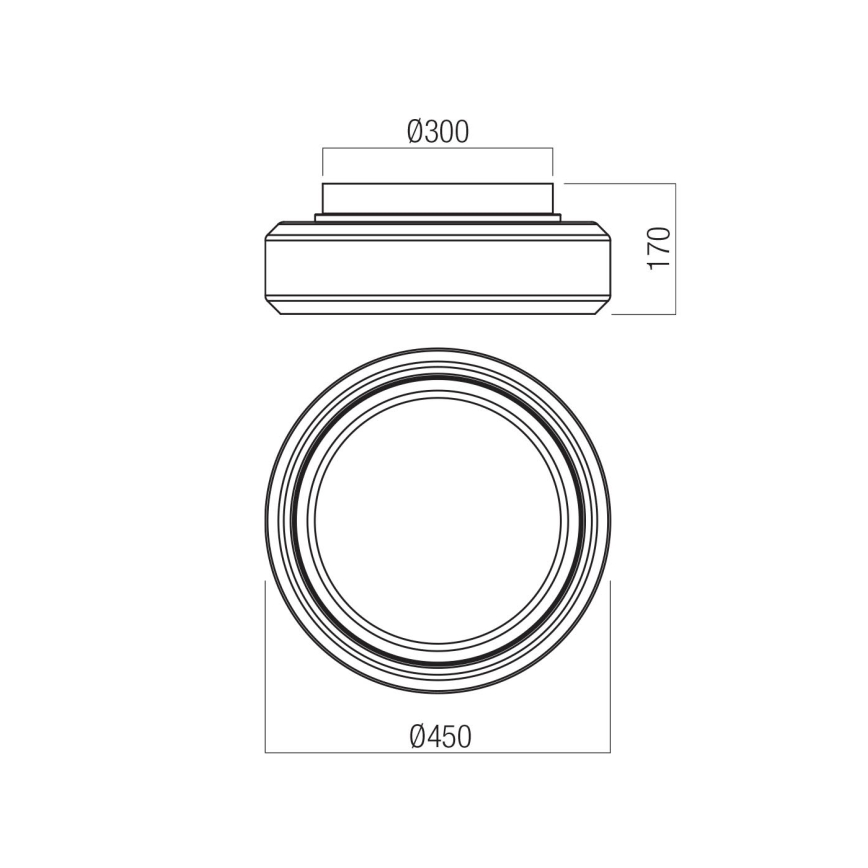 Redo 01-3590 - Iluminação de teto LED SOLERA LED/36W/230V diâmetro 45 cm CRI 93 3000/4000K cinzento