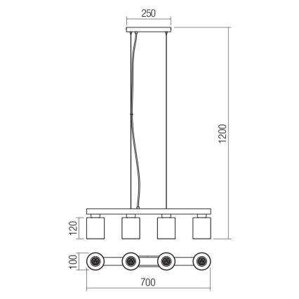 Redo 01-3986 - Candeeiro suspenso ROTIS 4xE27/15W/230V