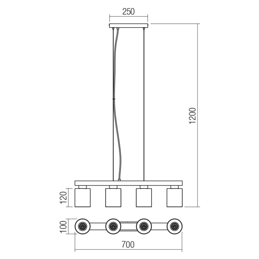 Redo 01-3986 - Candeeiro suspenso ROTIS 4xE27/15W/230V