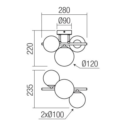 Redo 01-3988 - Candeeiro integrado ASTRA 3xG9/8W/230V preto