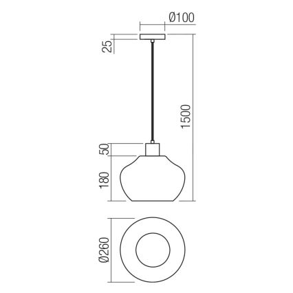 Redo 01-4046 - Candeeiro suspenso ATLANTIS 1xE27/42W/230V diâmetro 26 cm preto