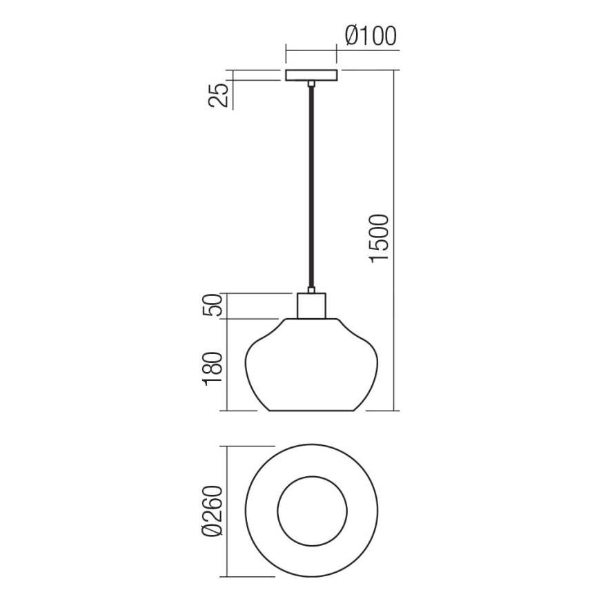 Redo 01-4046 - Candeeiro suspenso ATLANTIS 1xE27/42W/230V diâmetro 26 cm preto