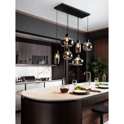 Redo 01-4047 - Candeeiro suspenso ATLANTIS 6xE27/42W/230V preto