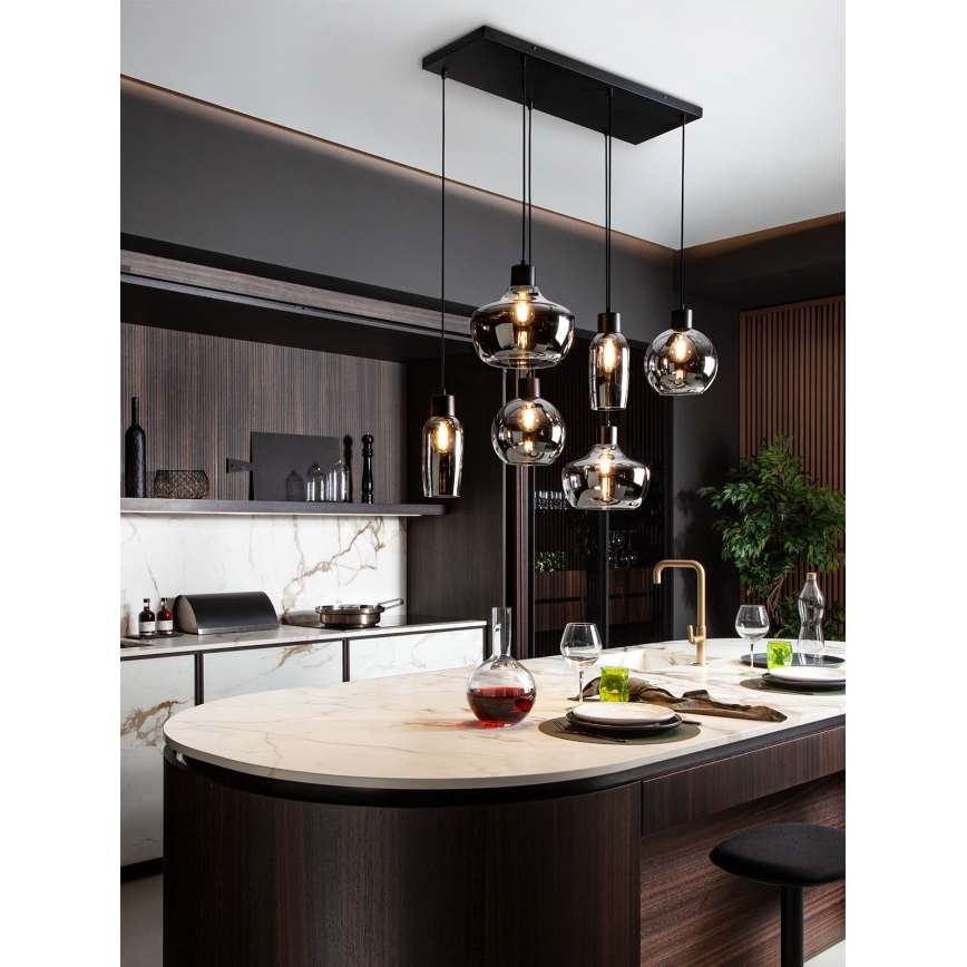 Redo 01-4047 - Candeeiro suspenso ATLANTIS 6xE27/42W/230V preto