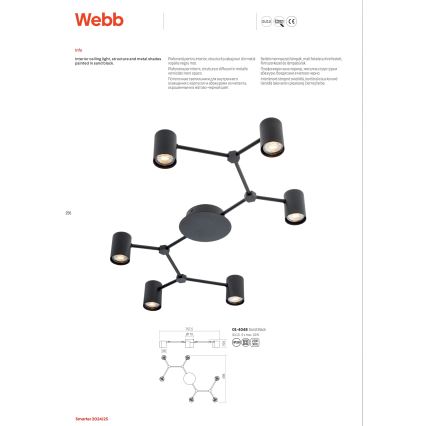 Redo 01-4048 - Foco WEBB 6xGU10/10W/230V preto