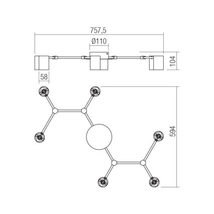 Redo 01-4048 - Foco WEBB 6xGU10/10W/230V preto