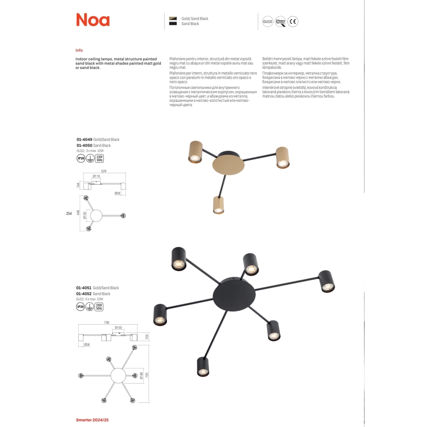 Redo 01-4049 - Foco NOA 3xGU10/10W/230V dourado