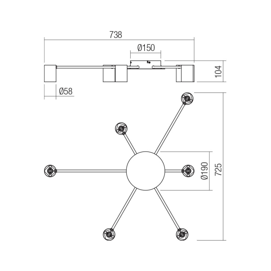 Redo 01-4052 - Foco NOA 6xGU10/10W/230V preto