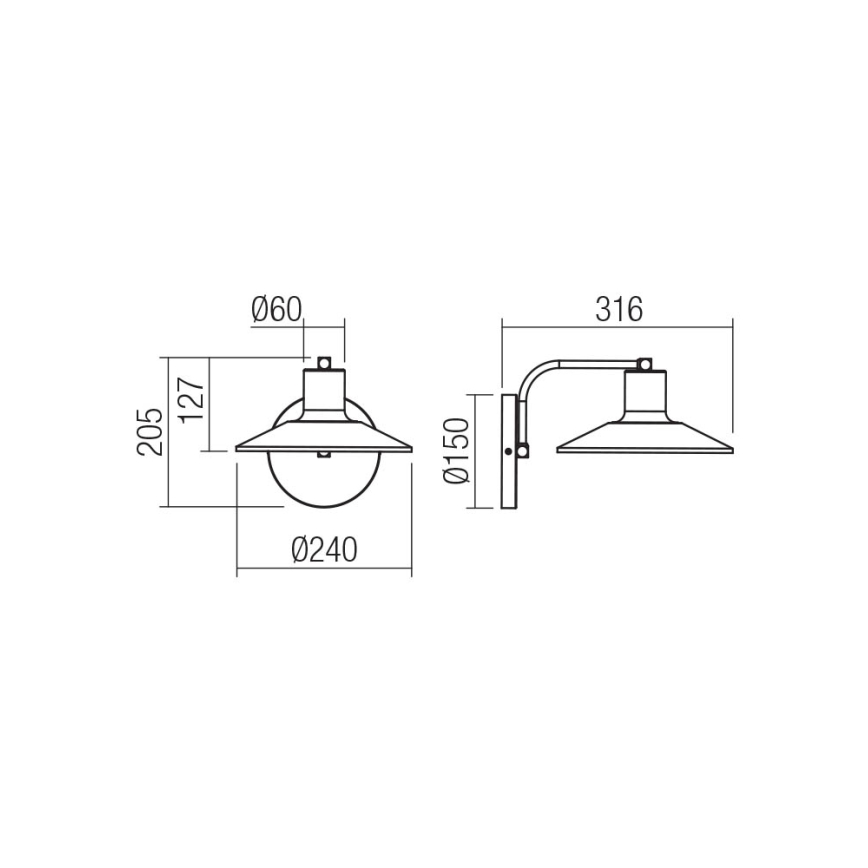 Redo 01-4053 - Candeeiro de parede FRESNO 1xE27/42W/230V
