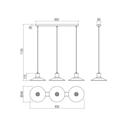 Redo 01-4056 - Candeeiro suspenso FRESNO 3xE27/42W/230V