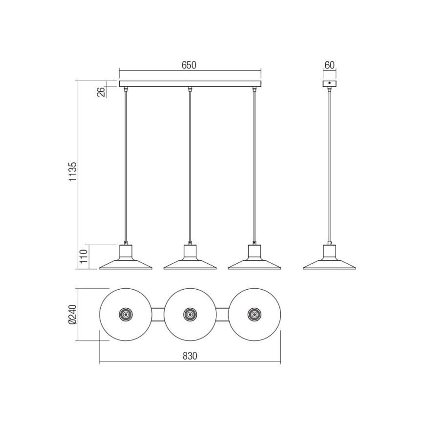 Redo 01-4056 - Candeeiro suspenso FRESNO 3xE27/42W/230V