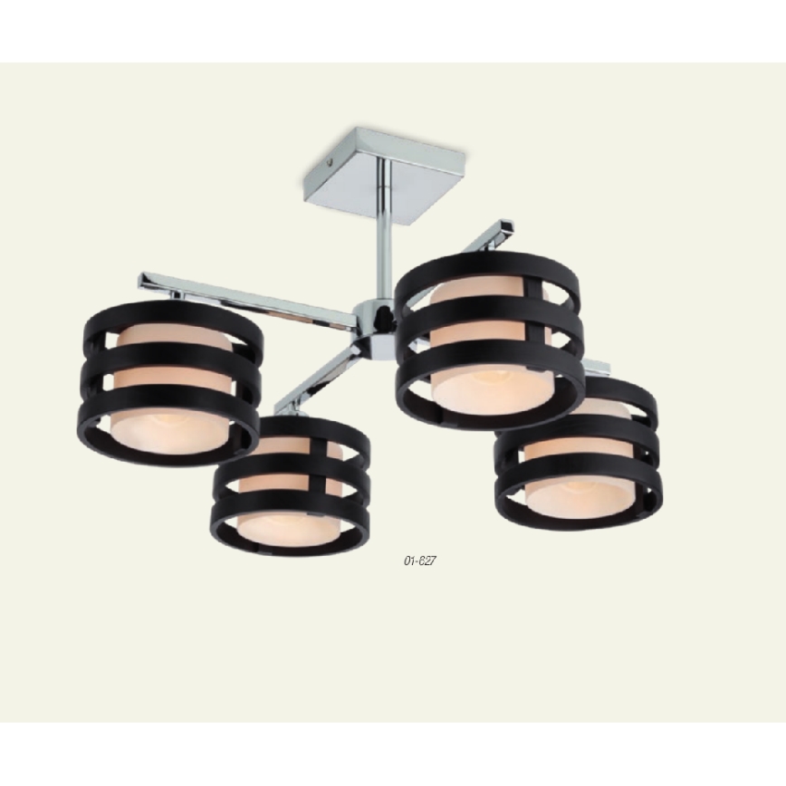 Redo 01-627 - Lustre de haste KIM 4xE14/28W/230V cromo brilhante/preto