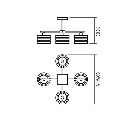 Redo 01-627 - Lustre de haste KIM 4xE14/28W/230V cromo brilhante/preto