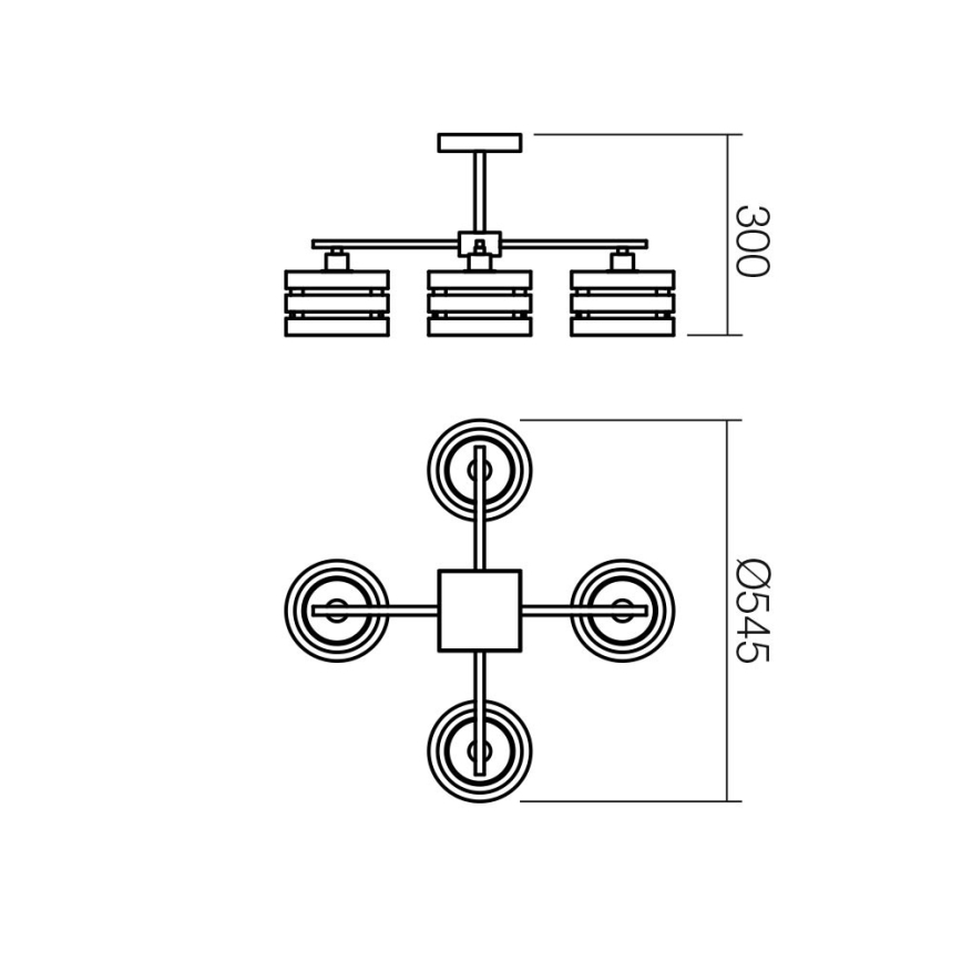 Redo 01-627 - Lustre de haste KIM 4xE14/28W/230V cromo brilhante/preto
