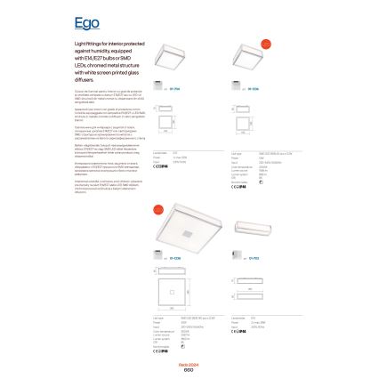 Redo 01-704 - Iluminação de teto de casa de banho EGO 1xE27/52W/230V 18x18 cm IP44
