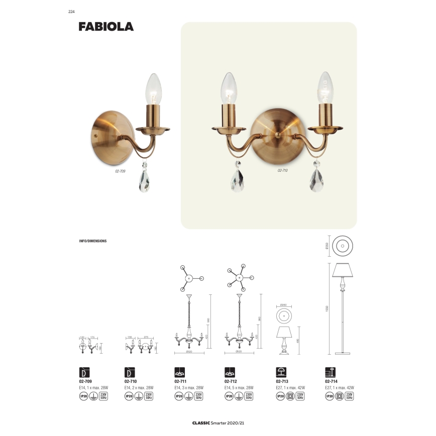 Redo 02-709 - Luz de parede FABIOLA 1xE14/28W/230V