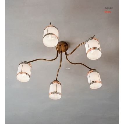 Redo 02-888 - Candeeiro integrado DEKOR 5xE27/42W/230V diâmetro 52,3 cm bronze