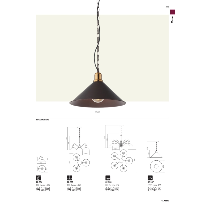 Redo 02-934 - Luz de parede VERNER 1xE27/42W/230V