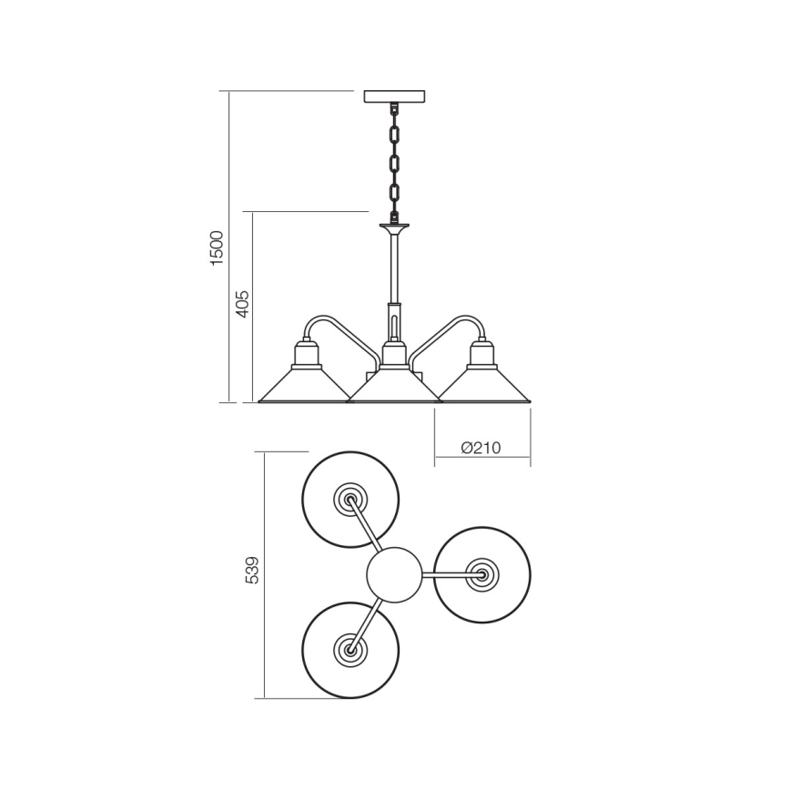 Redo 02-935 - Candelabro numa corrente VERNER 3xE27/42W/230V