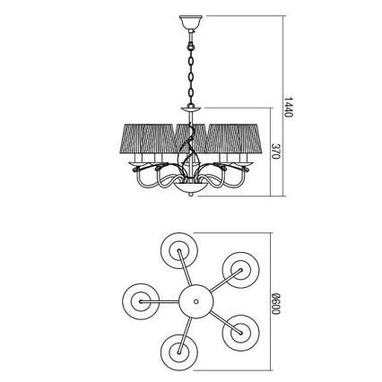 Redo 02-952 - Candelabro suspenso VIRTUU 5xE14/28W/230V