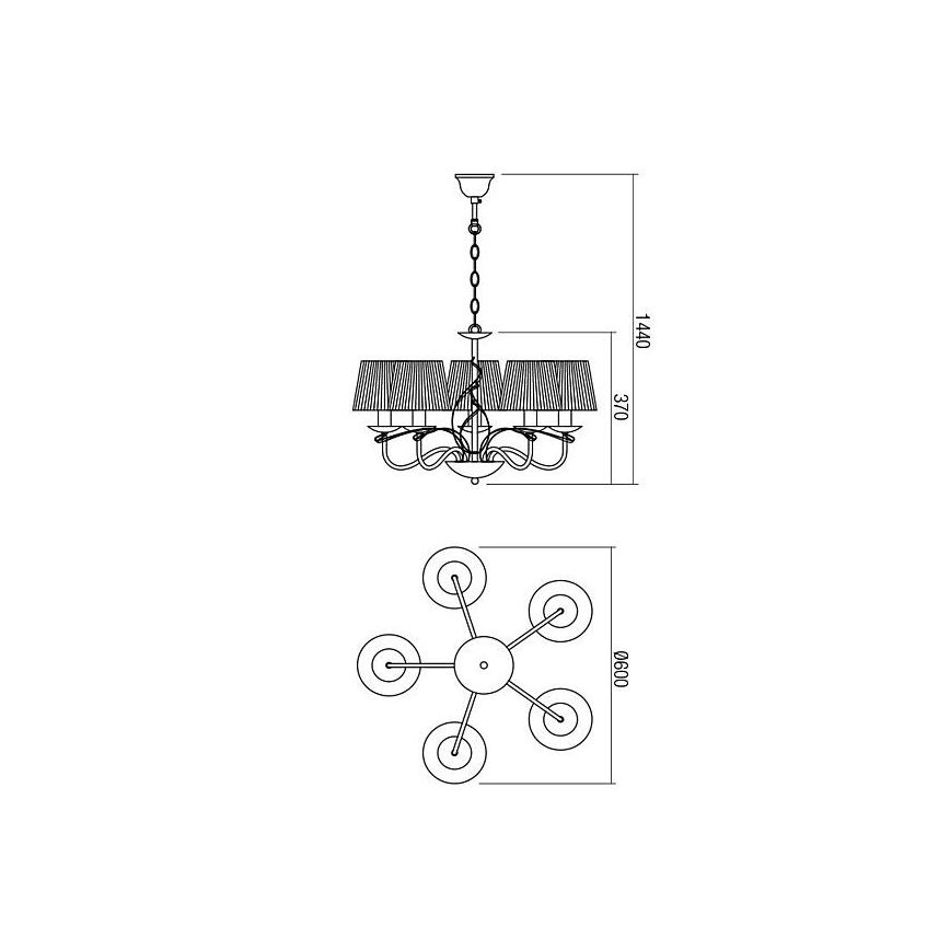Redo 02-952 - Candelabro suspenso VIRTUU 5xE14/28W/230V