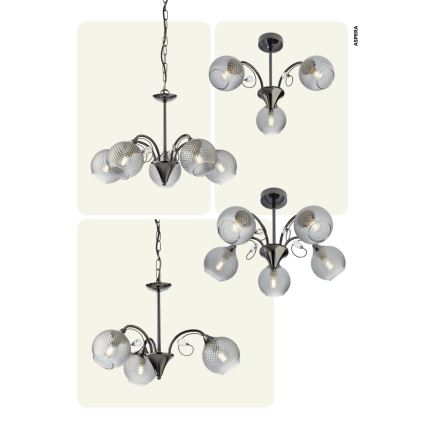 Redo 02-971 - Candeeiro suspenso ASPERA 5xE14/28W/230V preto