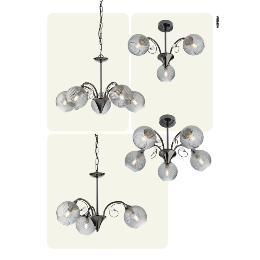 Redo 02-971 - Candeeiro suspenso ASPERA 5xE14/28W/230V preto