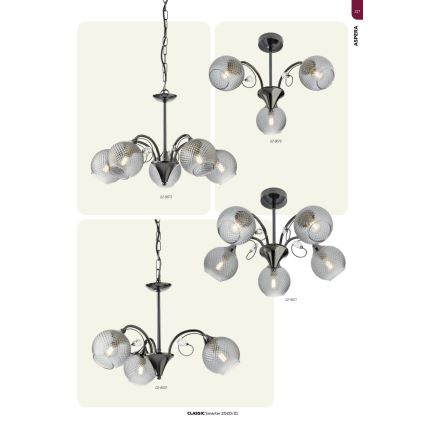 Redo 02-973 - Candeeiro suspenso ASPERA 5xE14/28W/230V preto